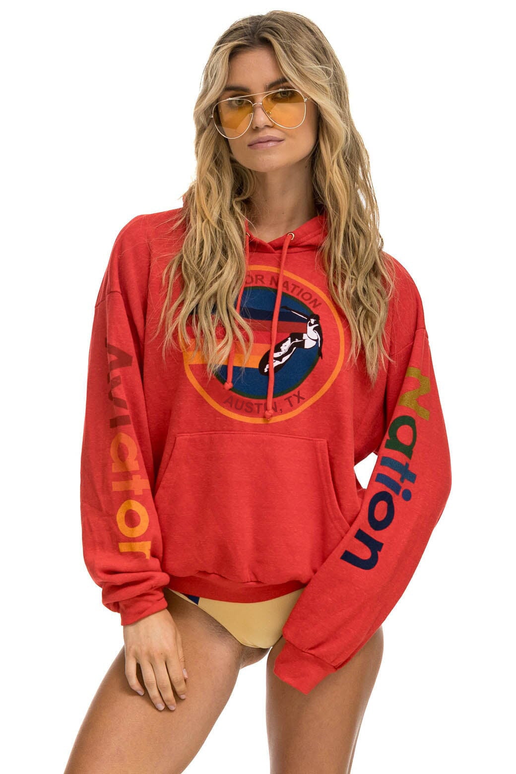 AVIATOR NATION AUSTIN RELAXED PULLOVER HOODIE - RED Hoodie Aviator Nation 