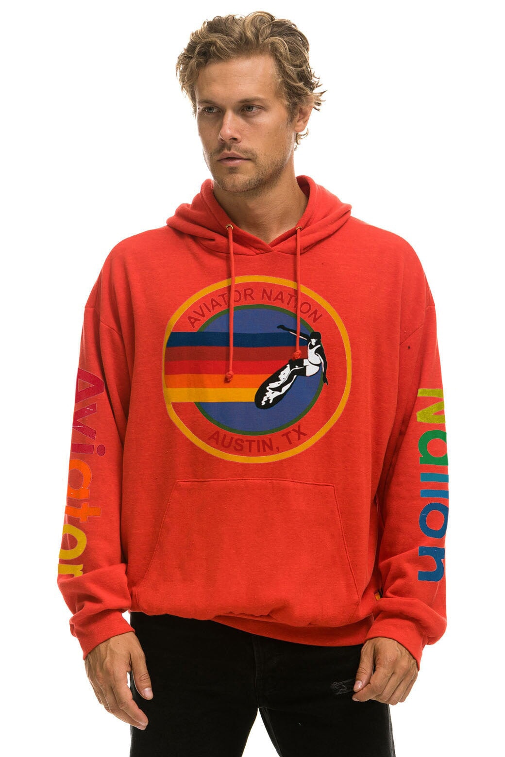 AVIATOR NATION AUSTIN RELAXED PULLOVER HOODIE - RED Hoodie Aviator Nation 