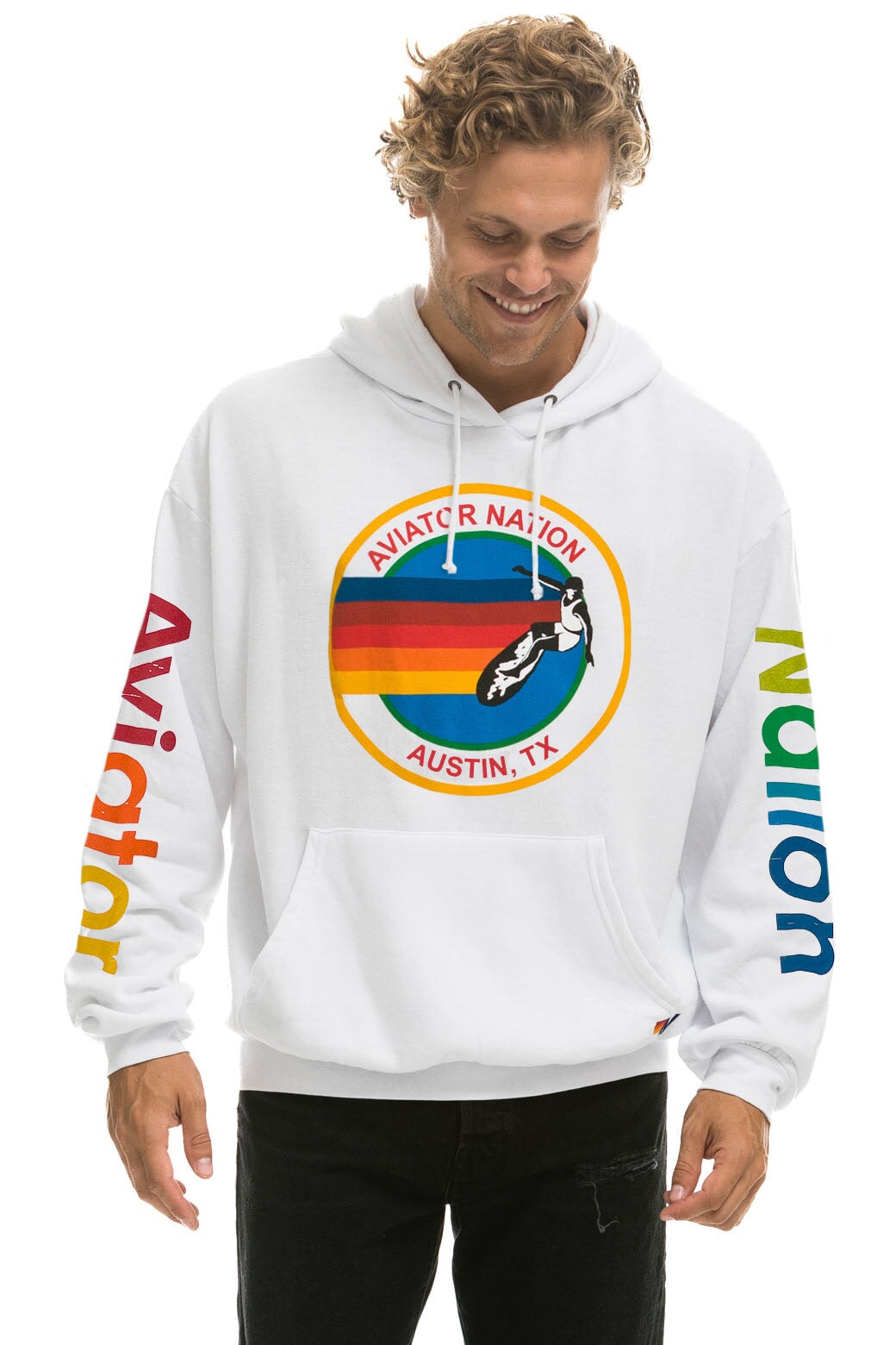 AVIATOR NATION AUSTIN RELAXED PULLOVER HOODIE - WHITE Hoodie Aviator Nation 
