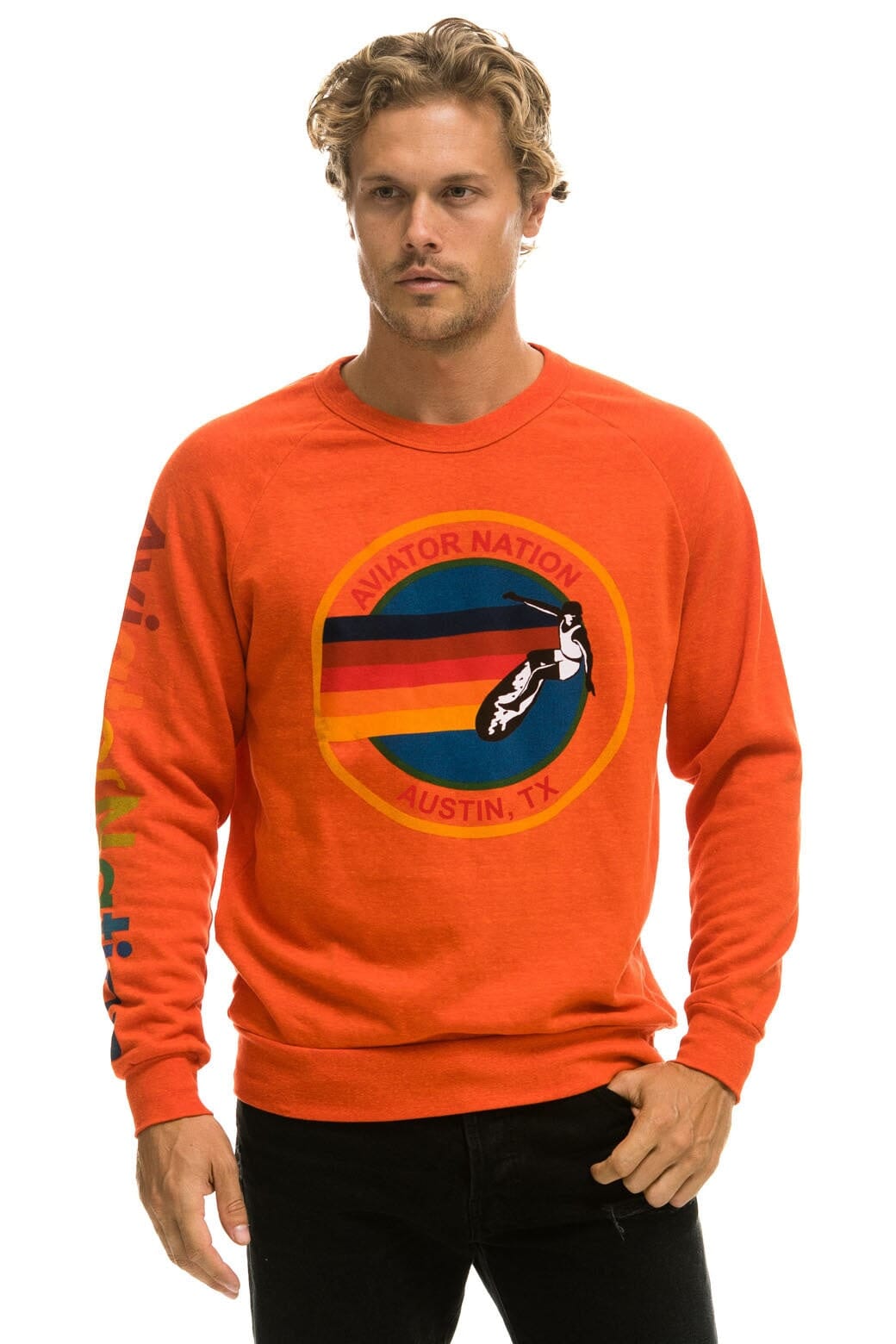 AVIATOR NATION AUSTIN SWEATSHIRT ORANGE Aviator Nation