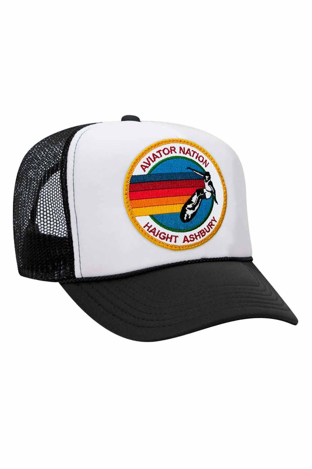 AVIATOR NATION HAIGHT ASHBURY TRUCKER HAT HATS Aviator Nation OS BLACK // WHITE // BLACK 