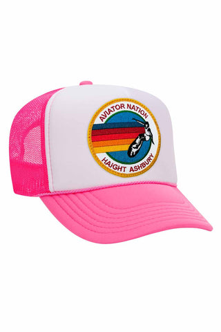 AVIATOR NATION HAIGHT ASHBURY TRUCKER HAT HATS Aviator Nation OS NEON PINK // WHITE // NEON PINK 
