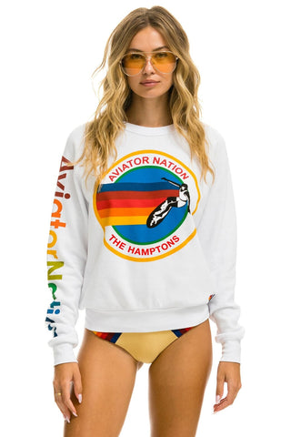 AVIATOR NATION HAMPTONS CREW SWEATSHIRT - WHITE Sweatshirt Aviator Nation 