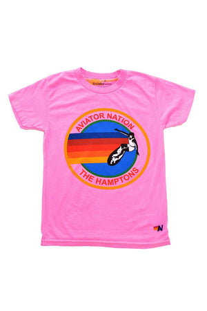 KID'S AVIATOR NATION HAMPTONS TEE - NEON PINK