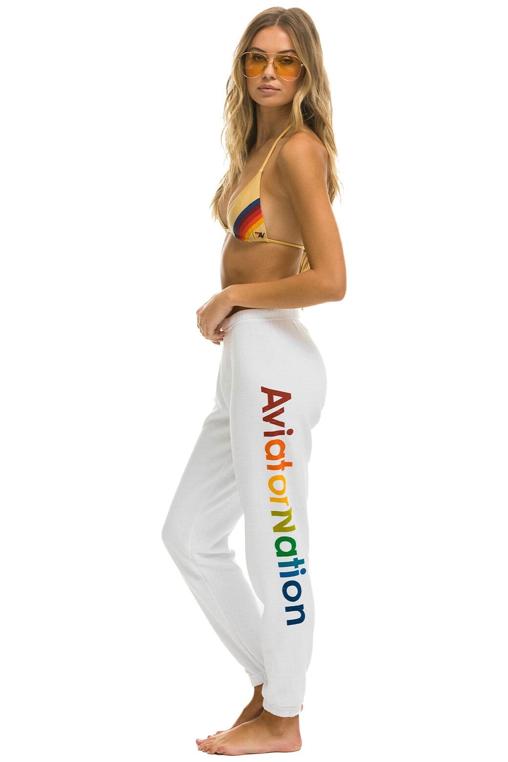AVIATOR NATION HAMPTONS SWEATPANTS - WHITE Women's Sweatpants Aviator Nation 