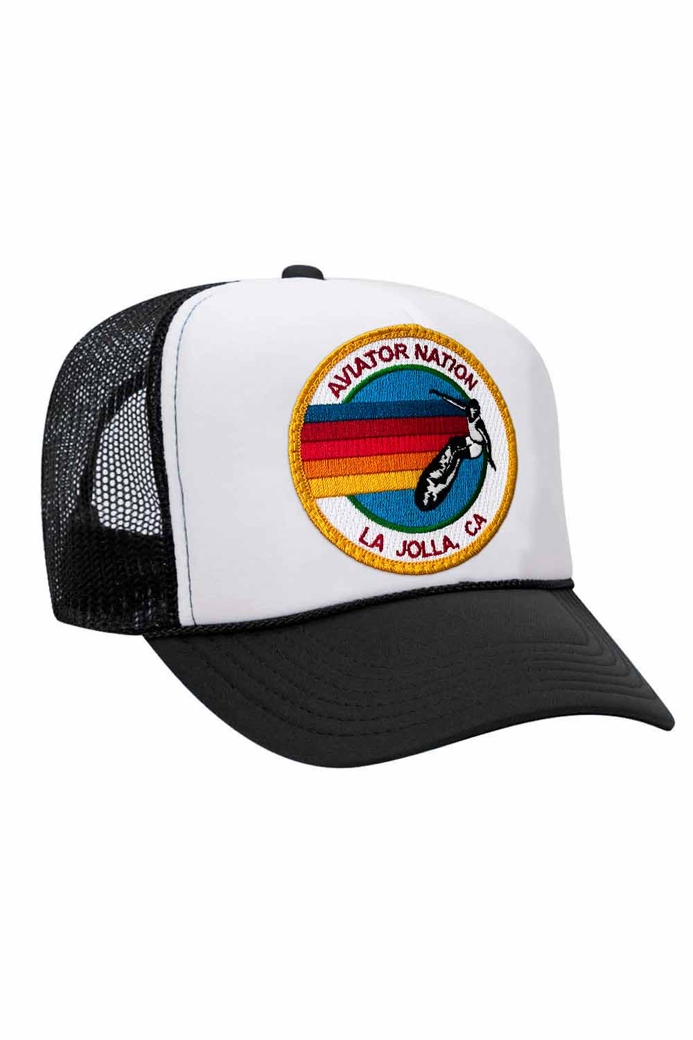 AVIATOR NATION LA JOLLA TRUCKER HAT HATS Aviator Nation OS BLACK // WHITE // BLACK 