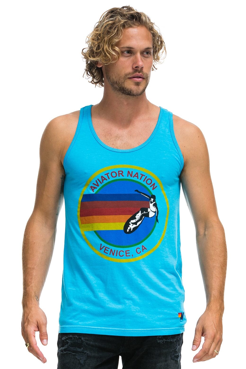 AVIATOR NATION MALIBU TANK NEON BLUE Aviator Nation