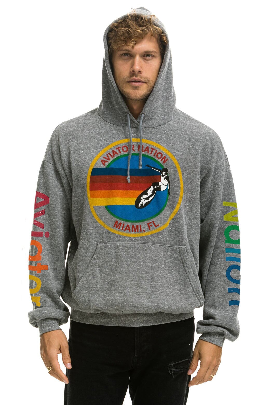 AVIATOR NATION MIAMI RELAXED PULLOVER HOODIE - HEATHER GREY Hoodie Aviator Nation 