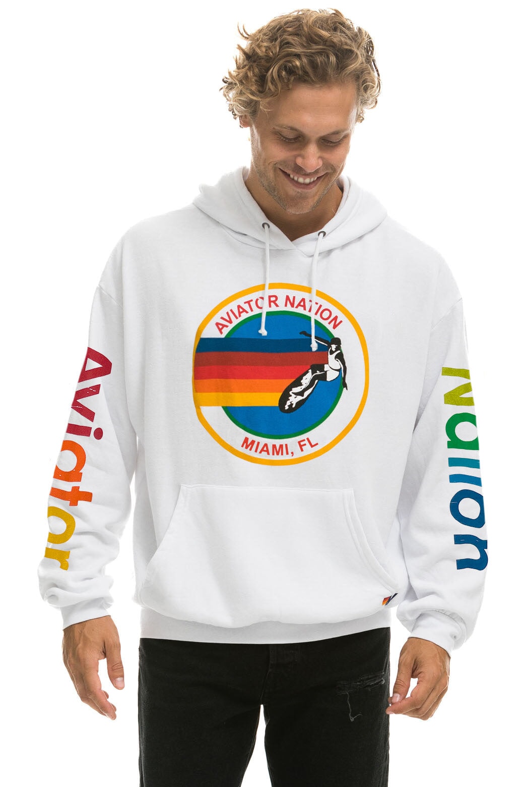 AVIATOR NATION MIAMI RELAXED PULLOVER HOODIE - WHITE Hoodie Aviator Nation 