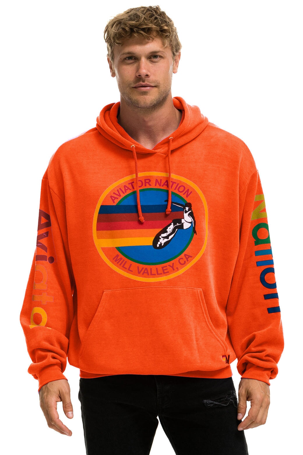 AVIATOR NATION MILL VALLEY RELAXED PULLOVER HOODIE - ORANGE Hoodie Aviator Nation 