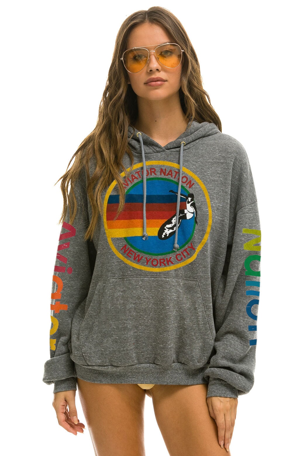 AVIATOR NATION NEW YORK CITY RELAXED PULLOVER HOODIE - HEATHER GREY Hoodie Aviator Nation 