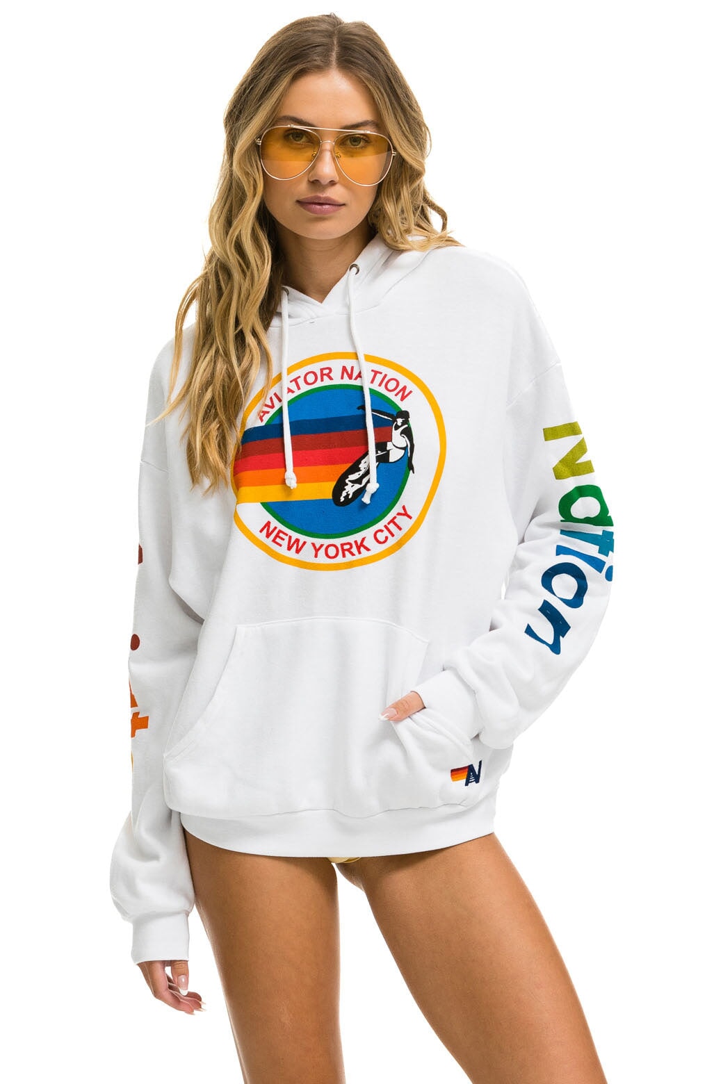 AVIATOR NATION NEW YORK CITY RELAXED PULLOVER HOODIE - WHITE Hoodie Aviator Nation 
