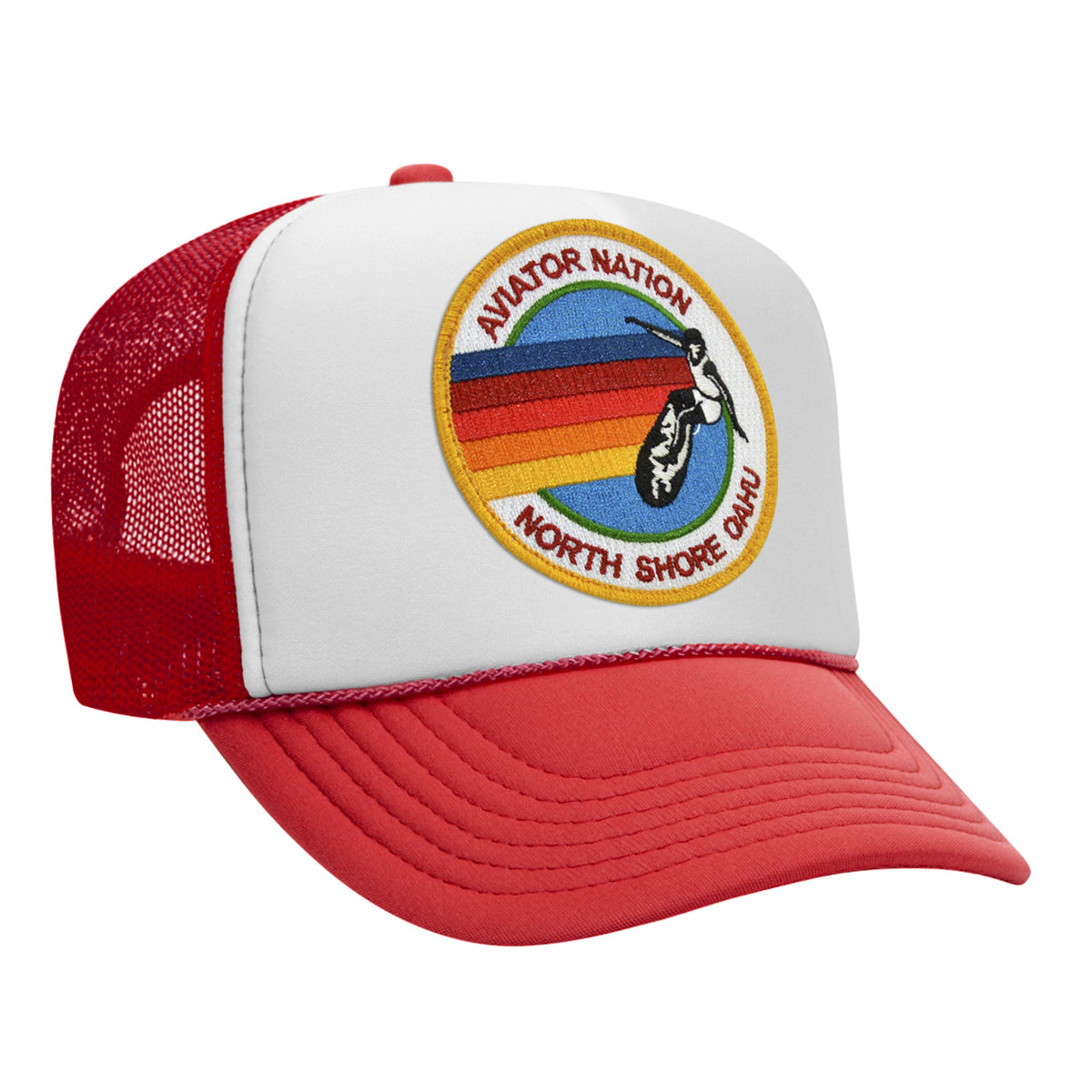AVIATOR NATION NORTH SHORE TRUCKER HAT HATS Aviator Nation OS RED // WHITE // RED 
