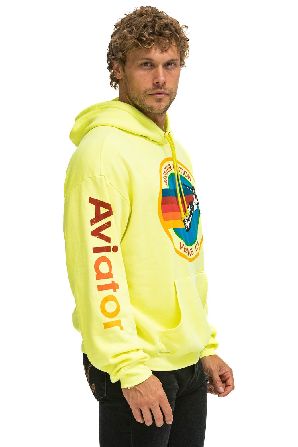 AVIATOR NATION RELAXED PULLOVER HOODIE - NEON YELLOW Hoodie Aviator Nation 