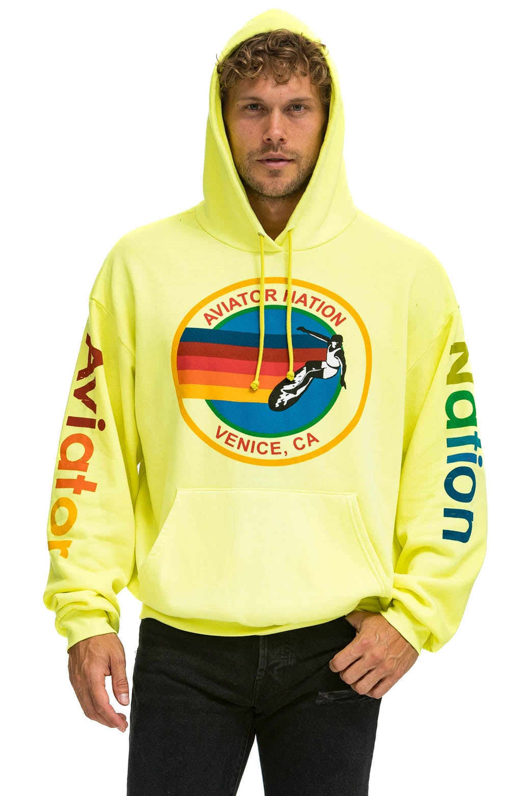 AVIATOR NATION RELAXED PULLOVER HOODIE - NEON YELLOW Hoodie Aviator Nation 