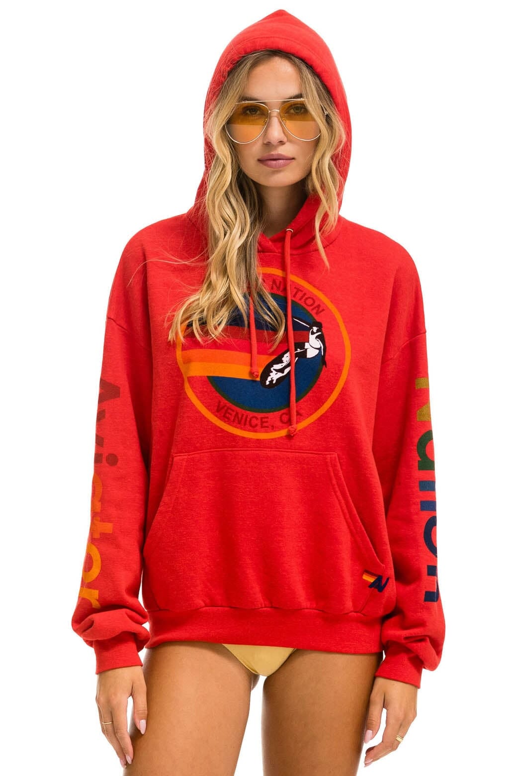 AVIATOR NATION RELAXED PULLOVER HOODIE RED Aviator Nation