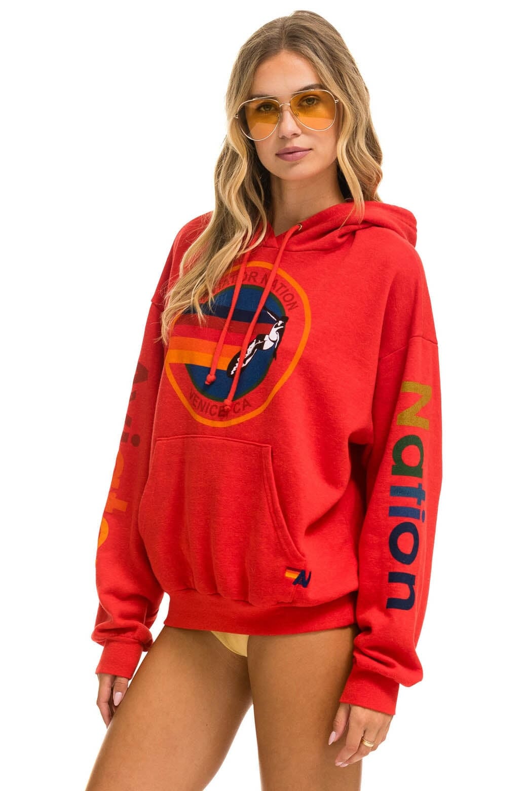 AVIATOR NATION RELAXED PULLOVER HOODIE RED Aviator Nation