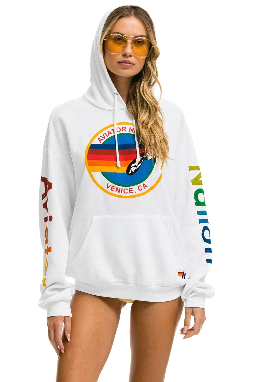 AVIATOR NATION RELAXED PULLOVER HOODIE WHITE Aviator Nation