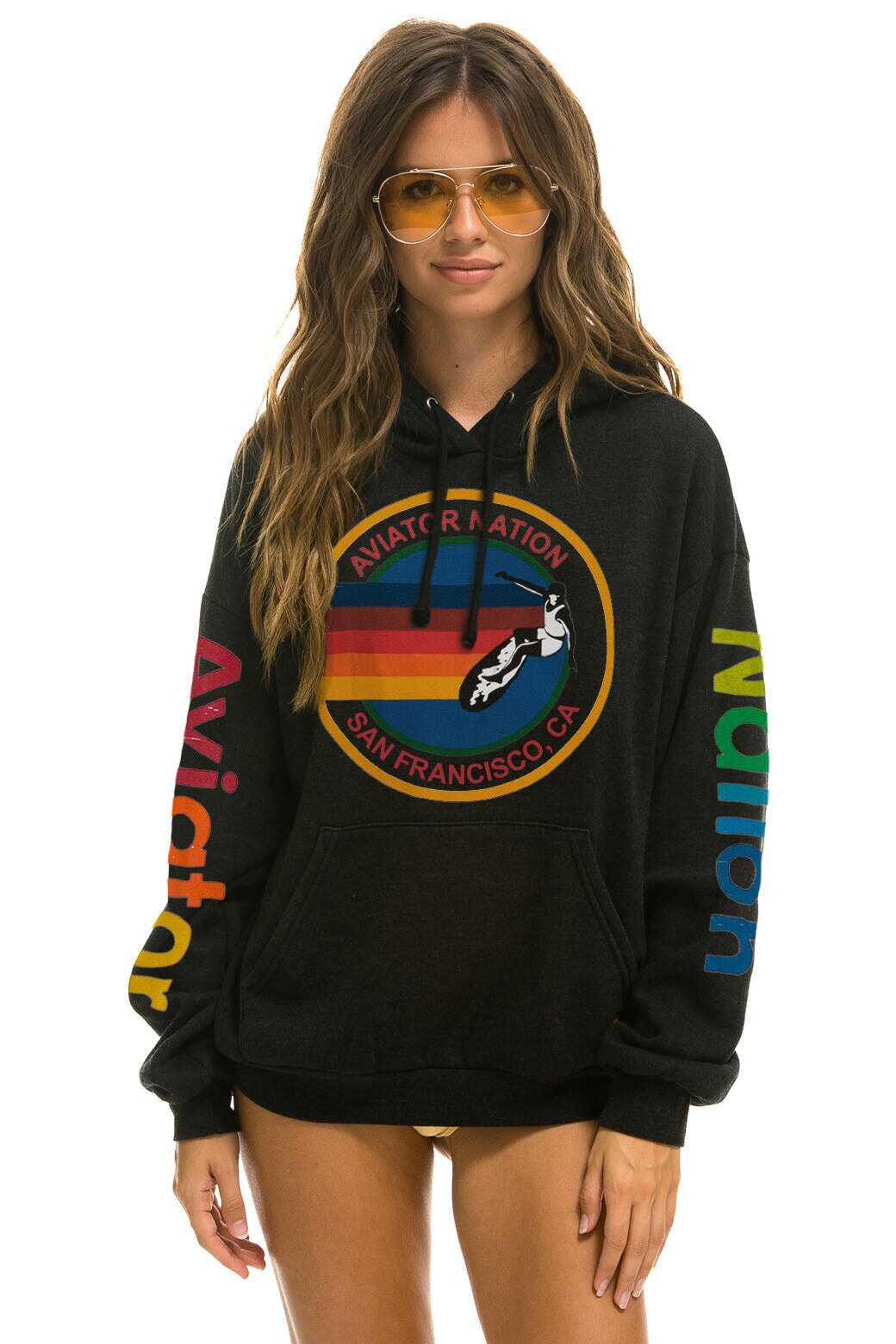 AVIATOR NATION SAN FRANCISCO RELAXED PULLOVER HOODIE - BLACK Hoodie Aviator Nation 