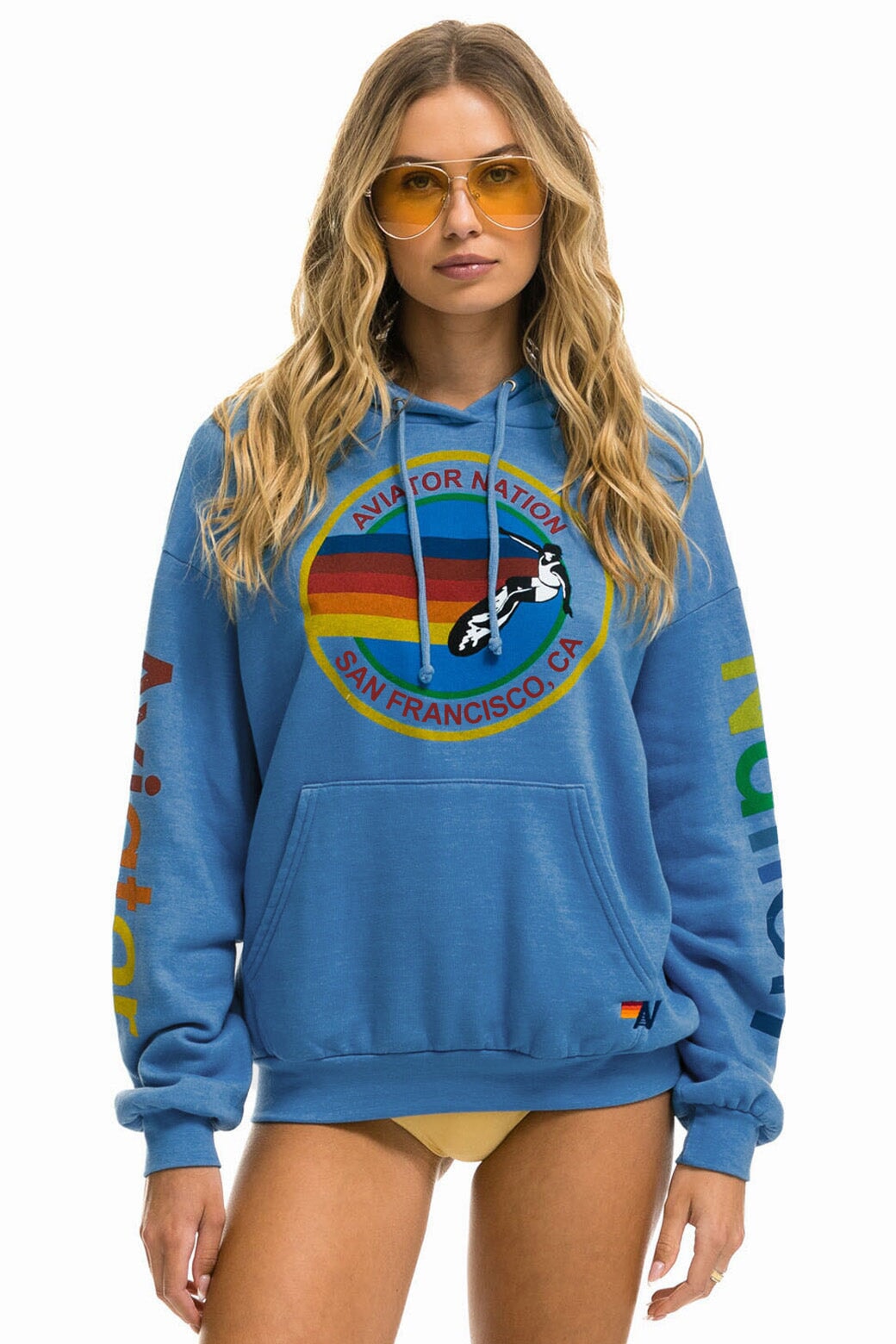 AVIATOR NATION SAN FRANCISCO RELAXED PULLOVER HOODIE - COBALT Hoodie Aviator Nation 