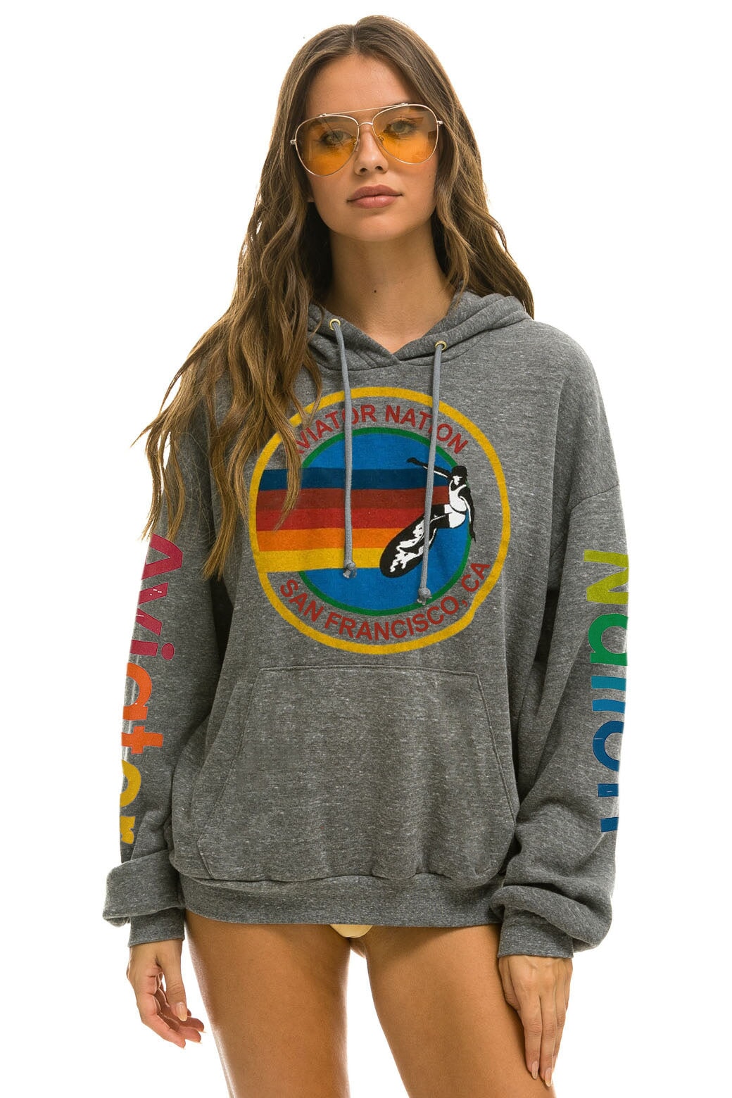 AVIATOR NATION SAN FRANCISCO RELAXED PULLOVER HOODIE - HEATHER GREY Hoodie Aviator Nation 