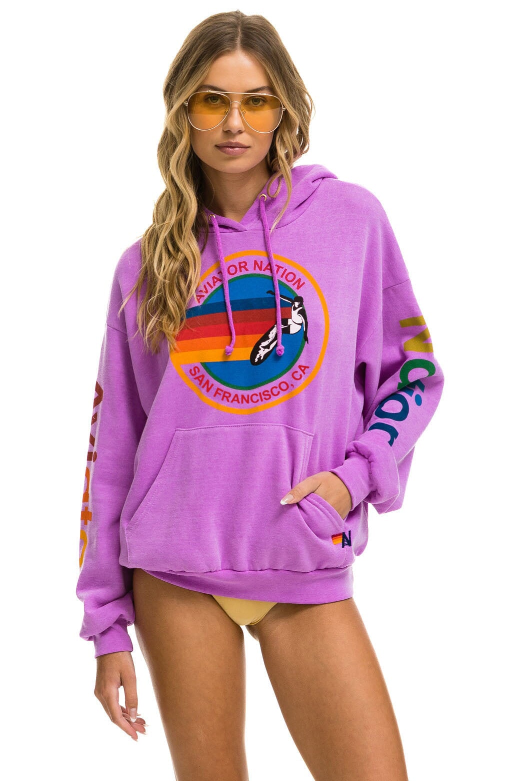 AVIATOR NATION SAN FRANCISCO RELAXED PULLOVER HOODIE - NEON PURPLE Hoodie Aviator Nation 