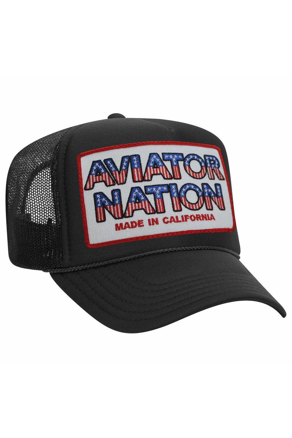 AVIATOR NATION USA PATRIOTIC VINTAGE TRUCKER HAT HATS Aviator Nation OS BLACK 