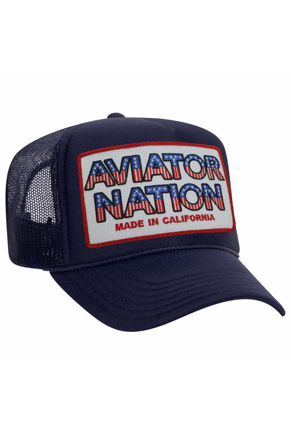 AVIATOR NATION USA PATRIOTIC VINTAGE TRUCKER HAT HATS Aviator Nation OS NAVY 