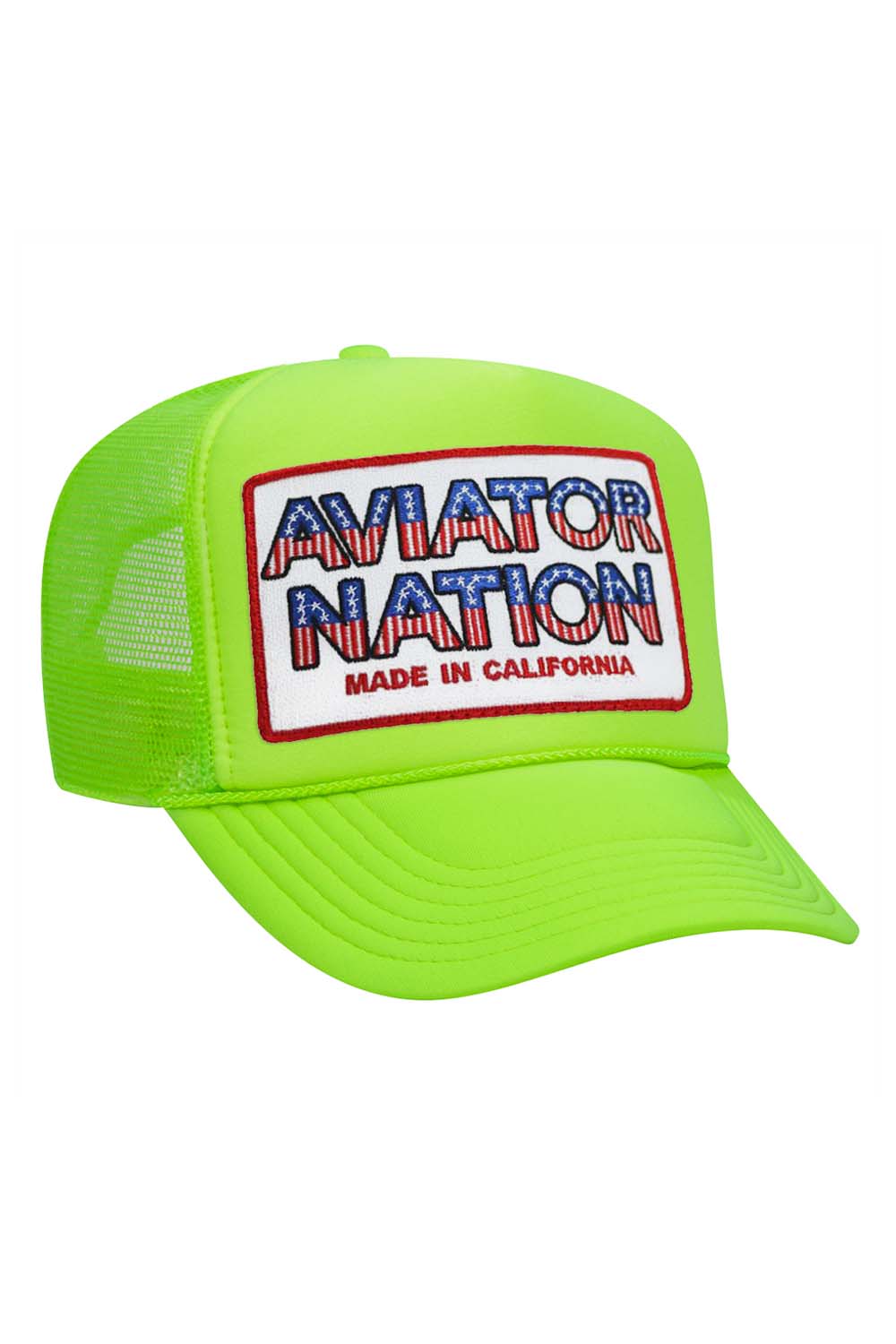 AVIATOR NATION USA PATRIOTIC VINTAGE TRUCKER HAT HATS Aviator Nation OS NEON GREEN 