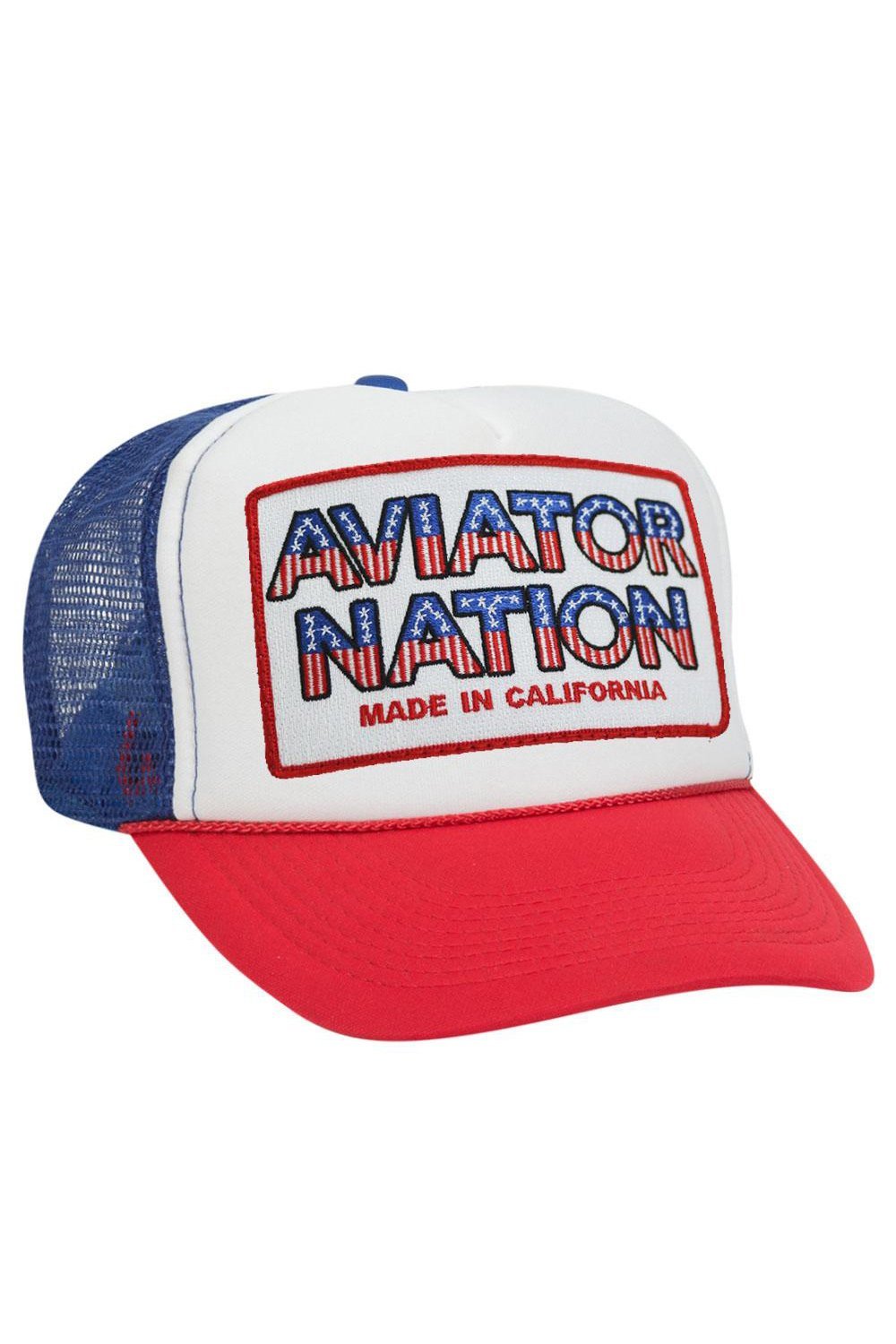 AVIATOR NATION USA PATRIOTIC VINTAGE TRUCKER HAT HATS Aviator Nation OS RED/WHITE/ROYAL 