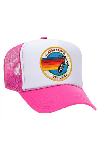 AVIATOR NATION VENICE TRUCKER HAT HATS Aviator Nation OS NEON PINK // WHITE // NEON PINK 