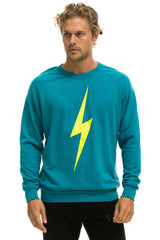 BOLT CREW SWEATSHIRT - TEAL // NEON YELLOW Sweatshirt Aviator Nation 