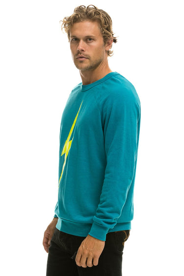 BOLT CREW SWEATSHIRT - TEAL // NEON YELLOW Sweatshirt Aviator Nation 