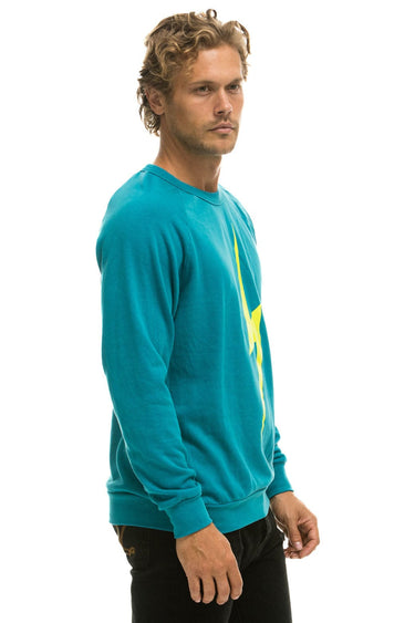 BOLT CREW SWEATSHIRT - TEAL // NEON YELLOW Sweatshirt Aviator Nation 