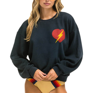 BOLT HEART RELAXED CREW SWEATSHIRT - CHARCOAL Sweatshirt Aviator Nation 