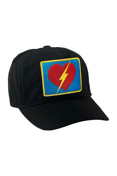 BOLT HEART VINTAGE NYLON TRUCKER HAT HATS Aviator Nation BLACK 