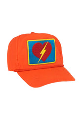 BOLT HEART VINTAGE NYLON TRUCKER HAT HATS Aviator Nation NEON ORANGE 