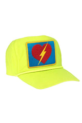 BOLT HEART VINTAGE NYLON TRUCKER HAT HATS Aviator Nation NEON YELLOW 