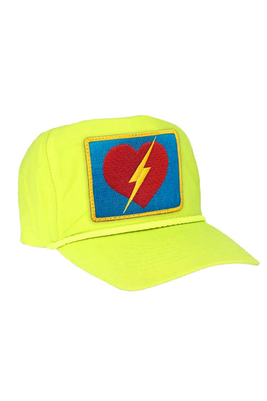 BOLT HEART VINTAGE NYLON TRUCKER HAT HATS Aviator Nation NEON YELLOW 