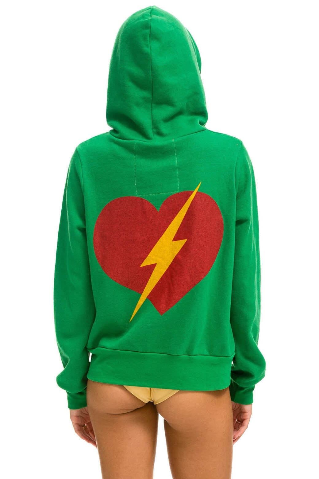 BOLT HEART ZIP HOODIE - KELLY GREEN - Aviator Nation