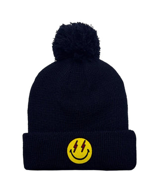 BOLT SMILEY POM POM RIB BEANIE Beanie Aviator Nation NAVY 
