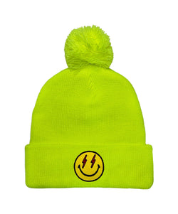 BOLT SMILEY POM POM RIB BEANIE Beanie Aviator Nation RYL