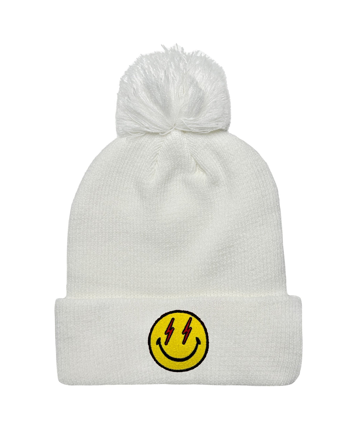 BOLT SMILEY POM POM RIB BEANIE Beanie Aviator Nation WHITE 