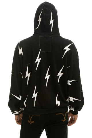 BOLT STITCH REPEAT RELAXED PULLOVER HOODIE WITH POCKET ZIPPERS - BLACK // WHITE Hoodie Aviator Nation 