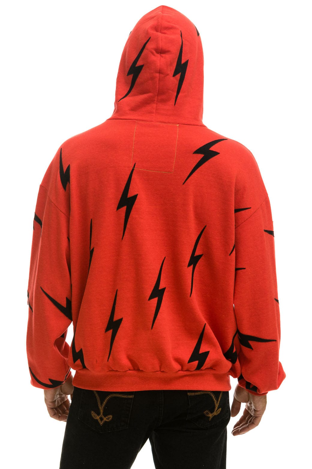 BOLT STITCH REPEAT RELAXED PULLOVER HOODIE WITH POCKET ZIPPERS - RED // BLACK Hoodie Aviator Nation 