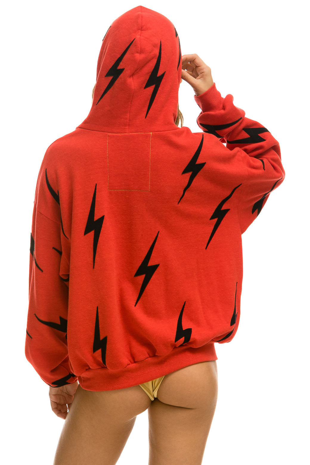 BOLT STITCH REPEAT RELAXED PULLOVER HOODIE WITH POCKET ZIPPERS - RED // BLACK Hoodie Aviator Nation 