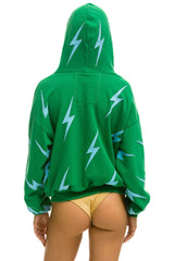 BOLT STITCH REPEAT RELAXED ZIP HOODIE WITH POCKET ZIPPERS - KELLY GREEN // BLUE Hoodie Aviator Nation 