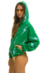 BOLT STITCH REPEAT RELAXED ZIP HOODIE WITH POCKET ZIPPERS - KELLY GREEN // BLUE Hoodie Aviator Nation 