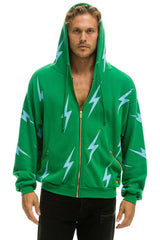 BOLT STITCH REPEAT RELAXED ZIP HOODIE WITH POCKET ZIPPERS - KELLY GREEN // BLUE Hoodie Aviator Nation 