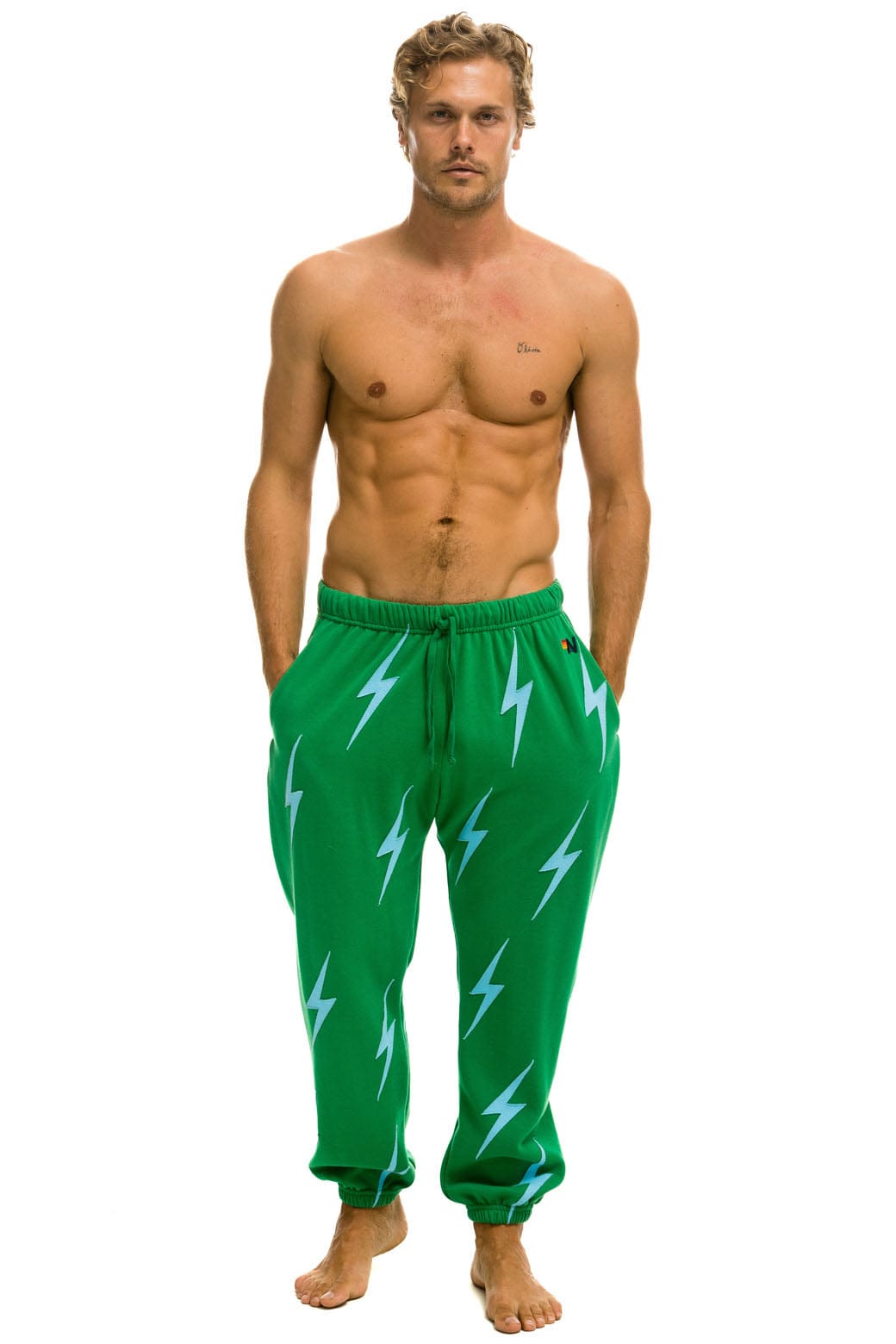 BOLT STITCH REPEAT SWEATPANTS - KELLY GREEN // BLUE Mens Sweatpants Aviator Nation 